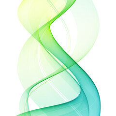 Abstract blue and green waves on white background