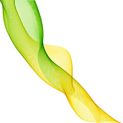 Abstract yellow and green waves on white background