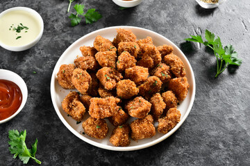 Crispy fried breaded chicken bites