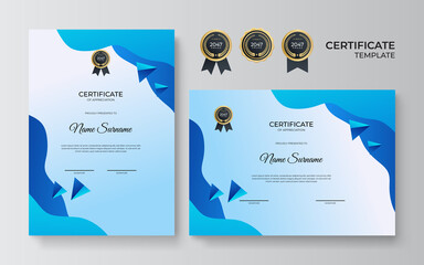 Modern colorful geometric certificate template with vibrant contrast color and abstract background