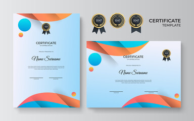 Modern colorful geometric certificate template with vibrant contrast color and abstract background