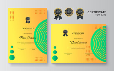 Modern colorful geometric certificate template with vibrant contrast color and abstract background