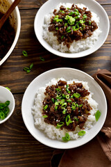 Korean ground beef and rice bowls