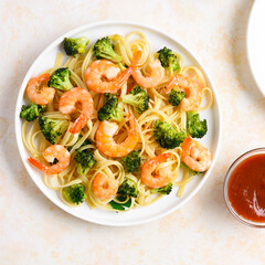 Shrimp and broccoli pasta