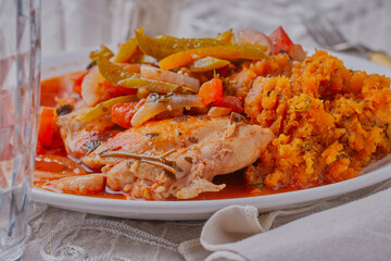 Hunters chicken wiyh dill sweet potato mash.