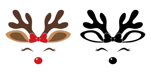 vector christmas icon set of red nosed reindeer © FreeSoulProduction
