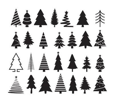 vector set of christmas tree icons