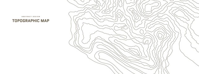 Topographic map abstract background. Outline cartography landscape. Topographic relief map on white backdrop. Modern cover design with wavy lines. Vector illustration with weather map outline pattern.