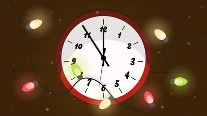 Christmas background with clock, New Year, New Year's Eve, new year celebration