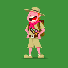 Funny scout boy with badges