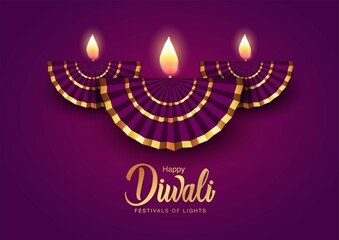 Indian festival Happy Diwali with Diwali props, holiday Background, Diwali celebration greeting card, vector illustration design.