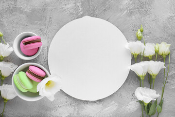 Flowers and dessert close up