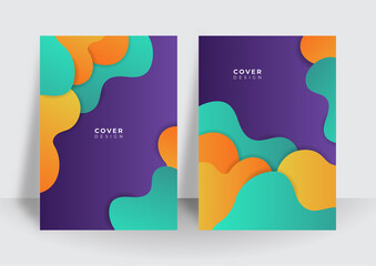 Colorful geometric cover design. Minimal geometric pattern gradients. Abstract geometric line pattern background for business brochure cover design.