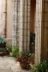 Church cloister column detail in Erice, Trapani, Sicily, Italy