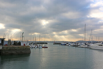 Obraz premium Storm clouds over Torquay harbour, Devon 
