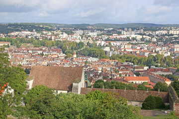 Fototapeta na wymiar Besancon town, France from the citadel 