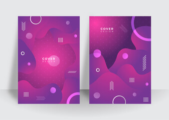 Abstract modern colorful gradient geometric futuristic background covers set
