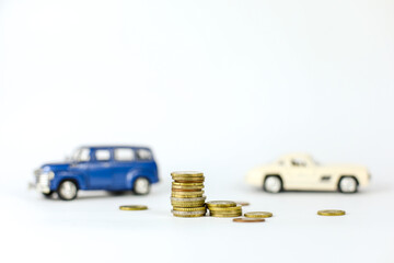 toy car and money, car and coins, car and money