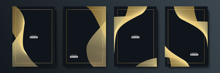 Gold black abstract line background