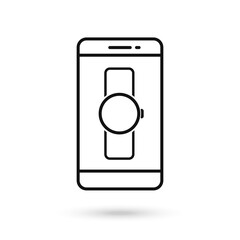 Mobile phone flat design with watch sign.