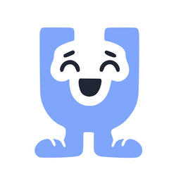 Letter u funny character in sneakers