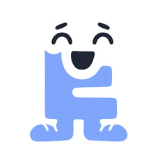 Letter e funny character in sneakers