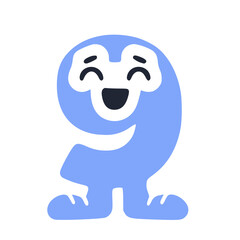 Number 9 funny character in sneakers