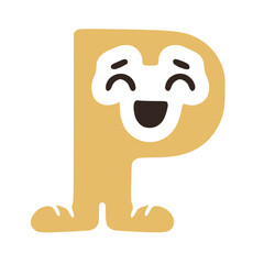 Naklejka premium Letter p funny character in sneakers