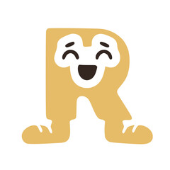 Letter r funny character in sneakers