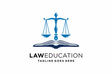 Law education logo design. book logo combination. 
law book attorney logo design inspiration