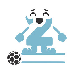 Number 2 football player character, name monogram design