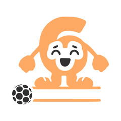 Number 6 football player character, name monogram design