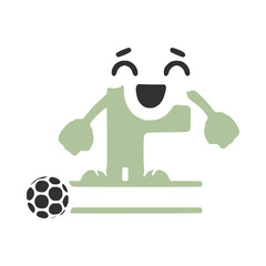 Letter f football player character, name monogram design