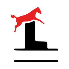 Letter l and horse personalized monogram, name initial clip art