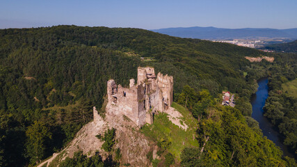 Fototapeta na wymiar View of Sasovsky castle in Sasovske podhradie village in Slovakia
