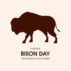National Bison Day vector. American bison brown silhouette icon vector. Bison Day on the first Saturday in November. Important day © betka82