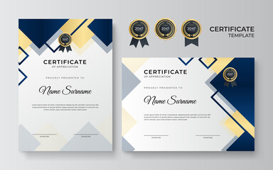 Modern blue gold certificate design template