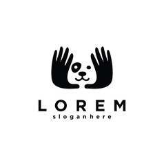 Dog Hand Care Pet Logo health design Vector template. Animal care logo icon silhouette. Veterinary Clinic Vector Logo Stock Illustration