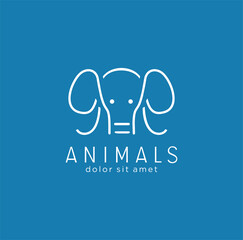 Elephant Head Logo Line Art Monoline Icon Vector Abstract Design Stock 