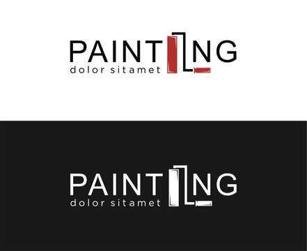 letter i shape paint roll logo Design Vector. Paint roller logo icon design template. Repair of apartments and houses 