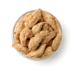 Top view of dry soya meat chunks