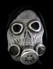 Zombie Gas Mask Isolated Against Black Background