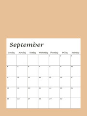 September 2022. Calendar planner design template. Week starts on Sunday.