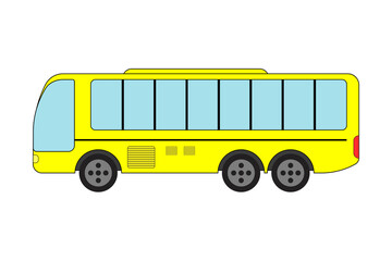 Side view of a yellow bus - Flat design