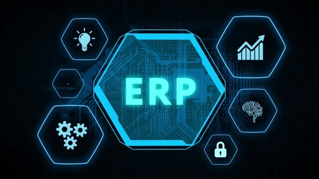 Business, Technology, Internet and network concept. Enterprise Resource Planning ERP corporate company management.