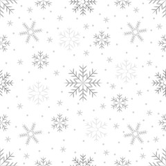 Christmas, New Year, holidays seamless pattern with painted snowflakes on a transparent background. Winter texture for printing, paper, design, fabric, decor, gift, food packaging, backgrounds