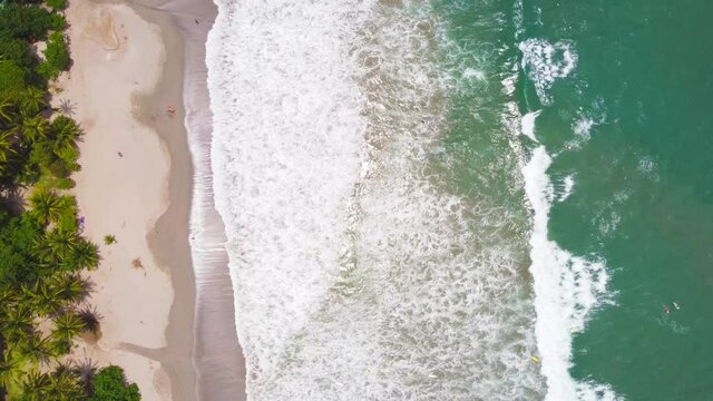 Beach from the top,sea landcape. Outdoor adventure. Pacific sea . Cinematic wild nature 4K. Untouched nature on sunny summer day