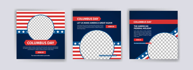 Happy Columbus Day. Social media post template for Columbus Day.