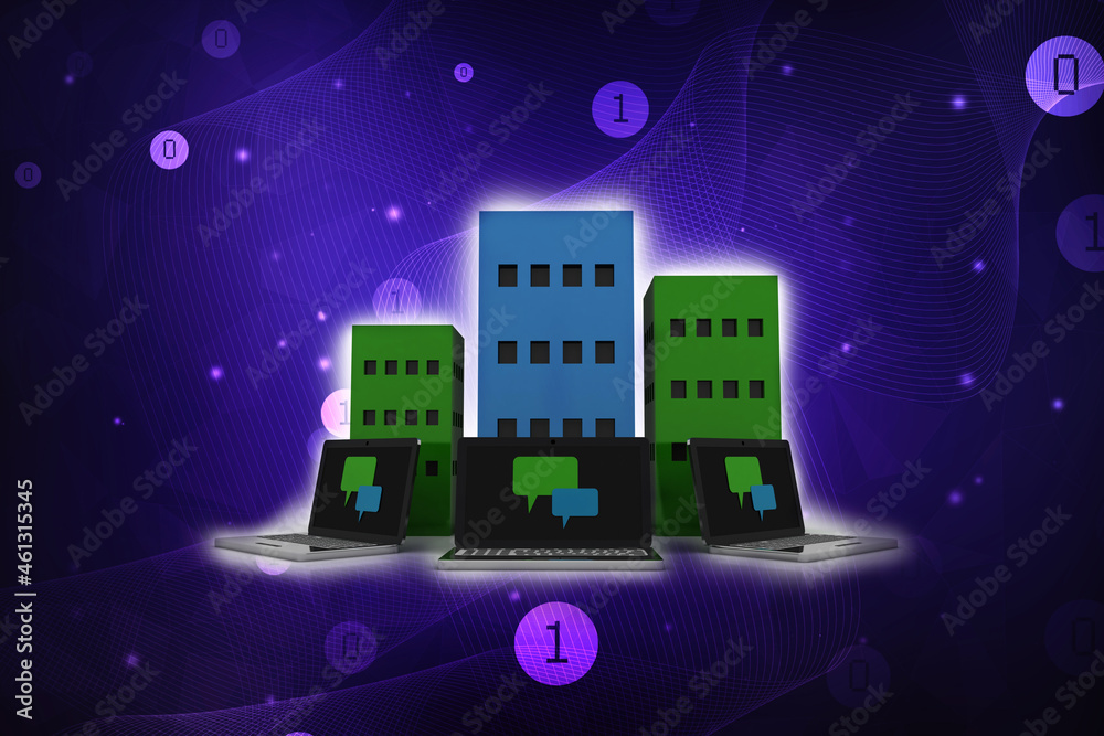 Poster 3d rendering technology computer network