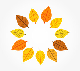 Obraz premium Autumn leaves circle border background.
